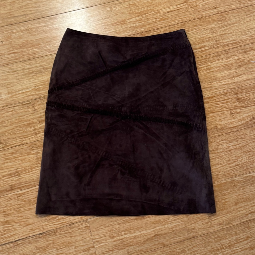 Vintage INC International Concepts chocolate brown suede skirt